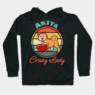 Akita Inu Crazy Lady Dog puppy Lover Cute Mother s Day Sunser Retro Hoodie